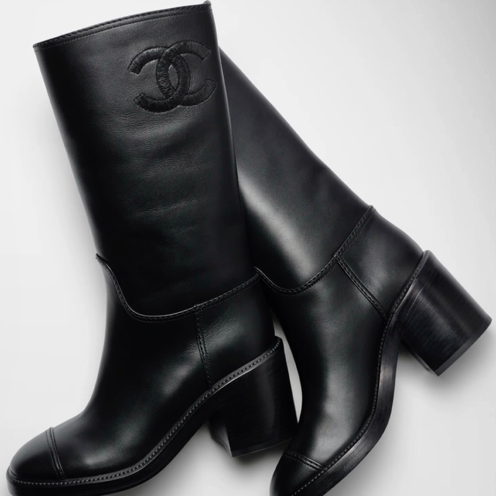 Chanel High Boots Black Logo Never Worn Receipt & Box Fall Winter 2022/2023
